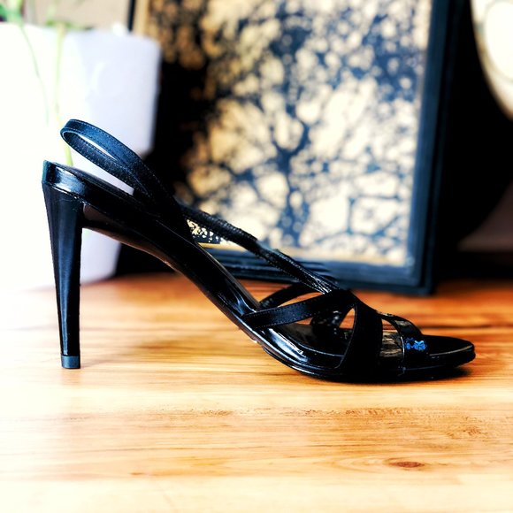 Cole Haan Black Strappy Heel Sandals size 7.5 Mint - Picture 10 of 12